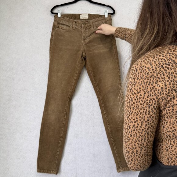 Current/Elliott Jeans Womens 27 Brown The Ankle Skinny Low Rise Corduroy - Picture 3 of 12